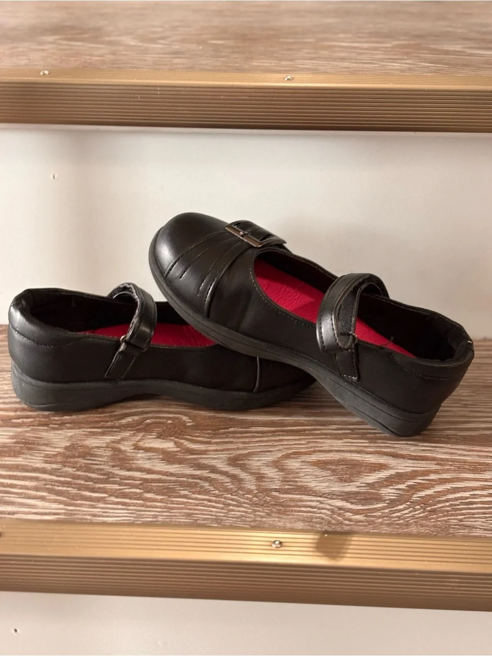 Girls Petalia Black Mary Jane Dress Shoes with Buckle Strap